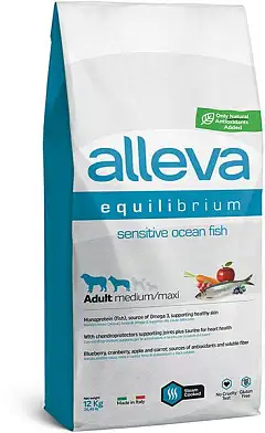 Alleva Equilibrium Sensitive Ocean Fish Adult Mini/Medium сухой корм для взрослых собак средних и крупных пород с океанической рыбой